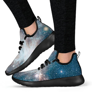 White Cloud Galaxy Space Print Mesh Knit Shoes GearFrost