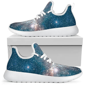 White Cloud Galaxy Space Print Mesh Knit Shoes GearFrost