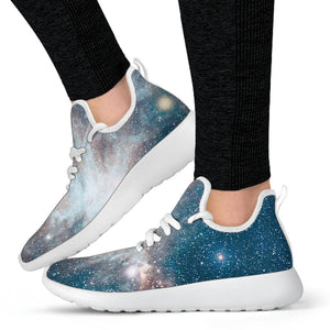 White Cloud Galaxy Space Print Mesh Knit Shoes GearFrost