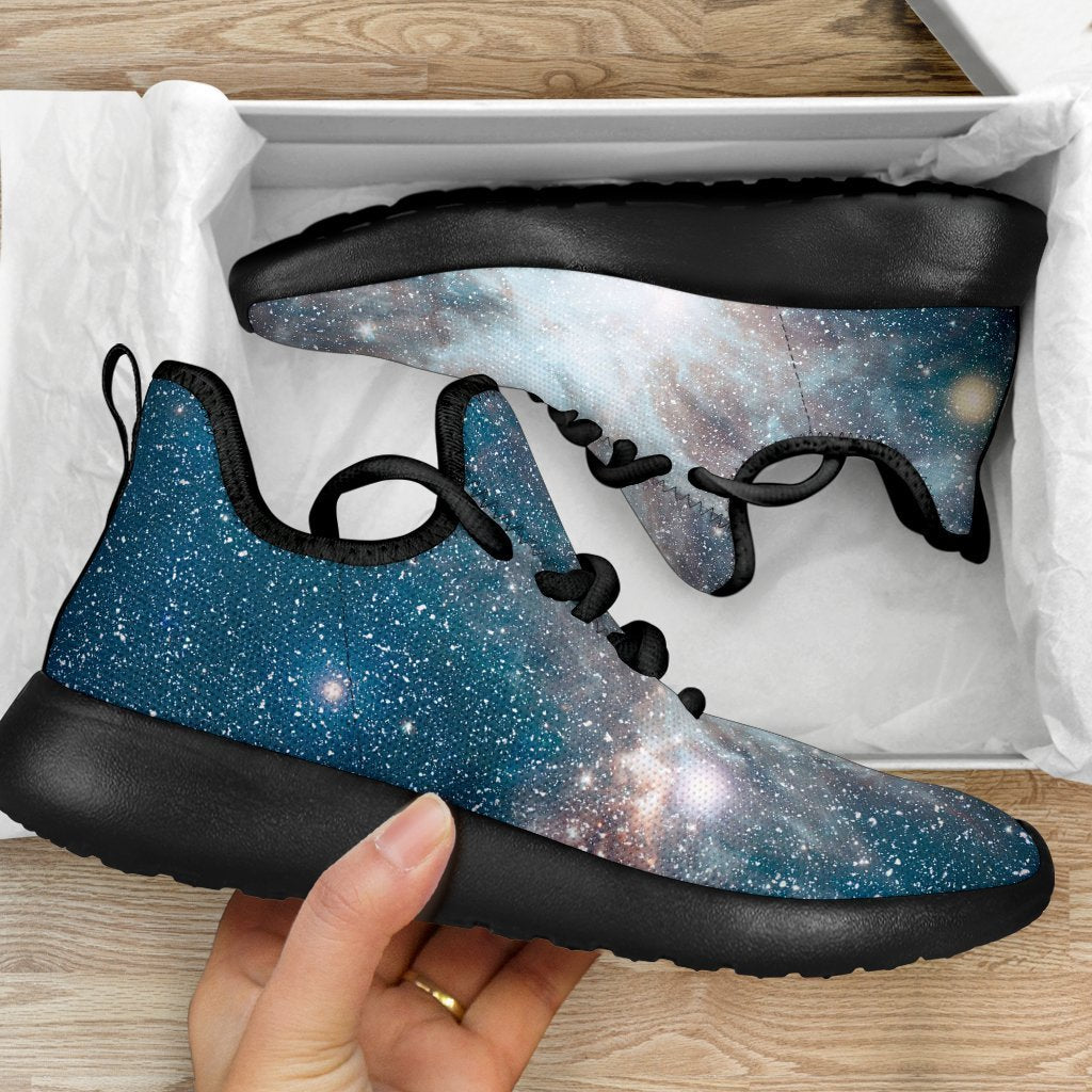 White Cloud Galaxy Space Print Mesh Knit Shoes GearFrost