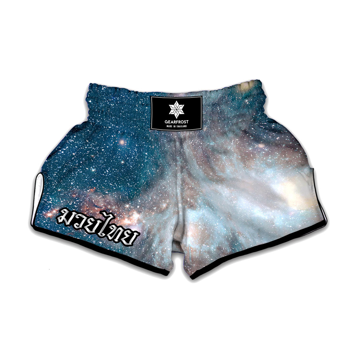 White Cloud Galaxy Space Print Muay Thai Boxing Shorts