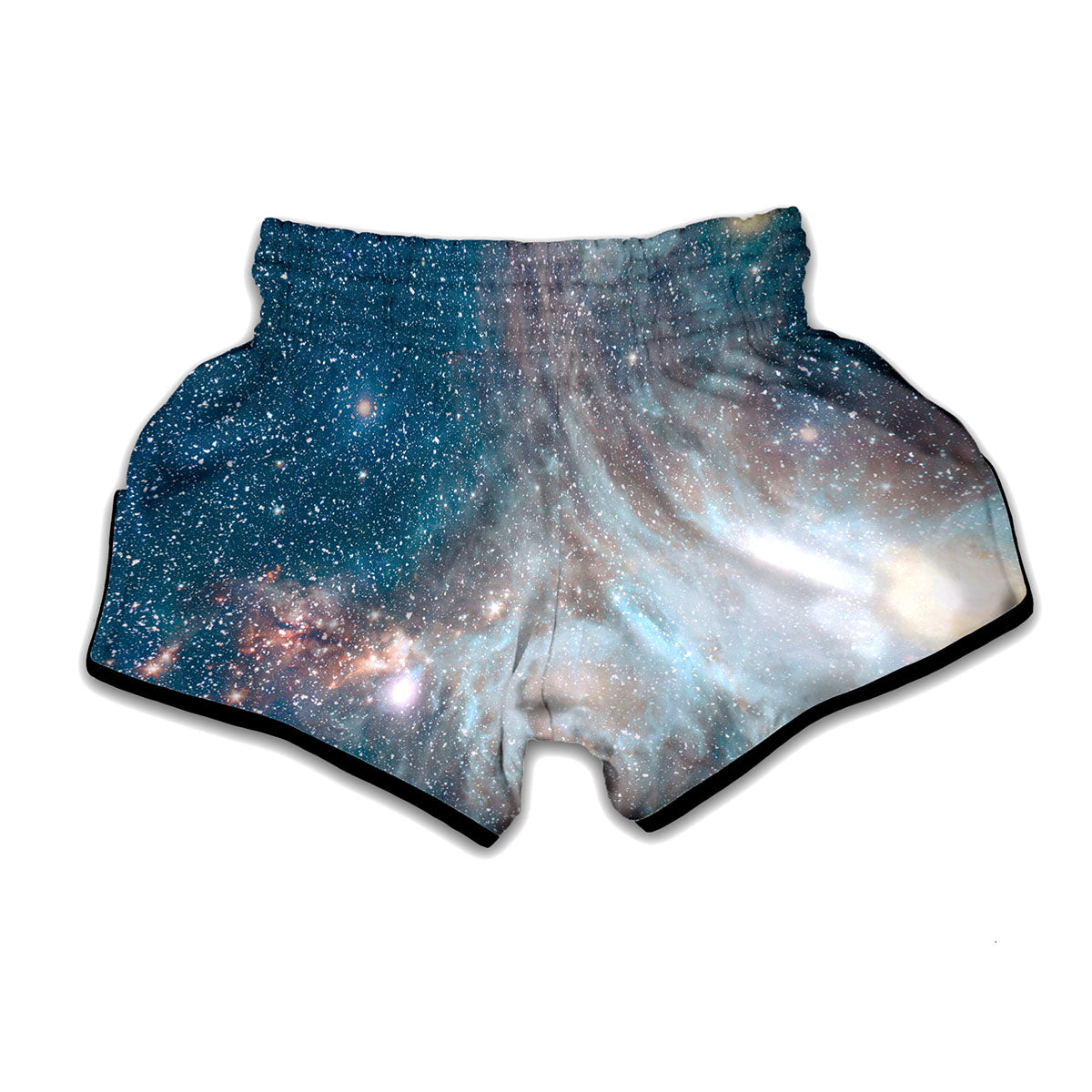 White Cloud Galaxy Space Print Muay Thai Boxing Shorts