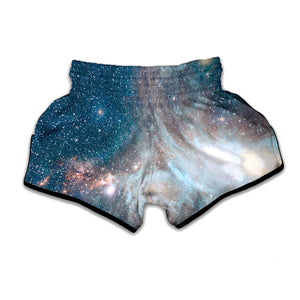 White Cloud Galaxy Space Print Muay Thai Boxing Shorts