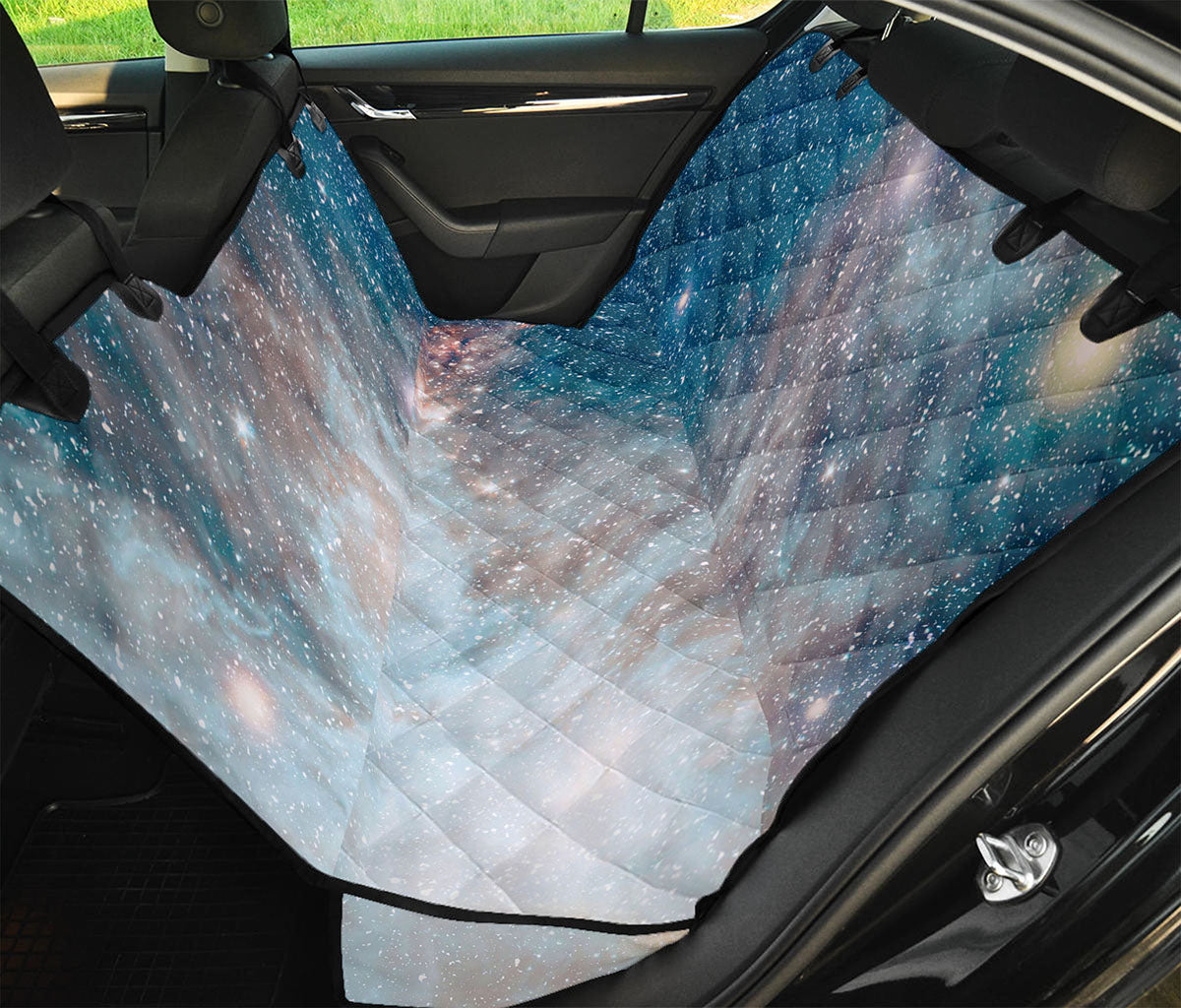 White Cloud Galaxy Space Print Pet Car Back Seat Cover