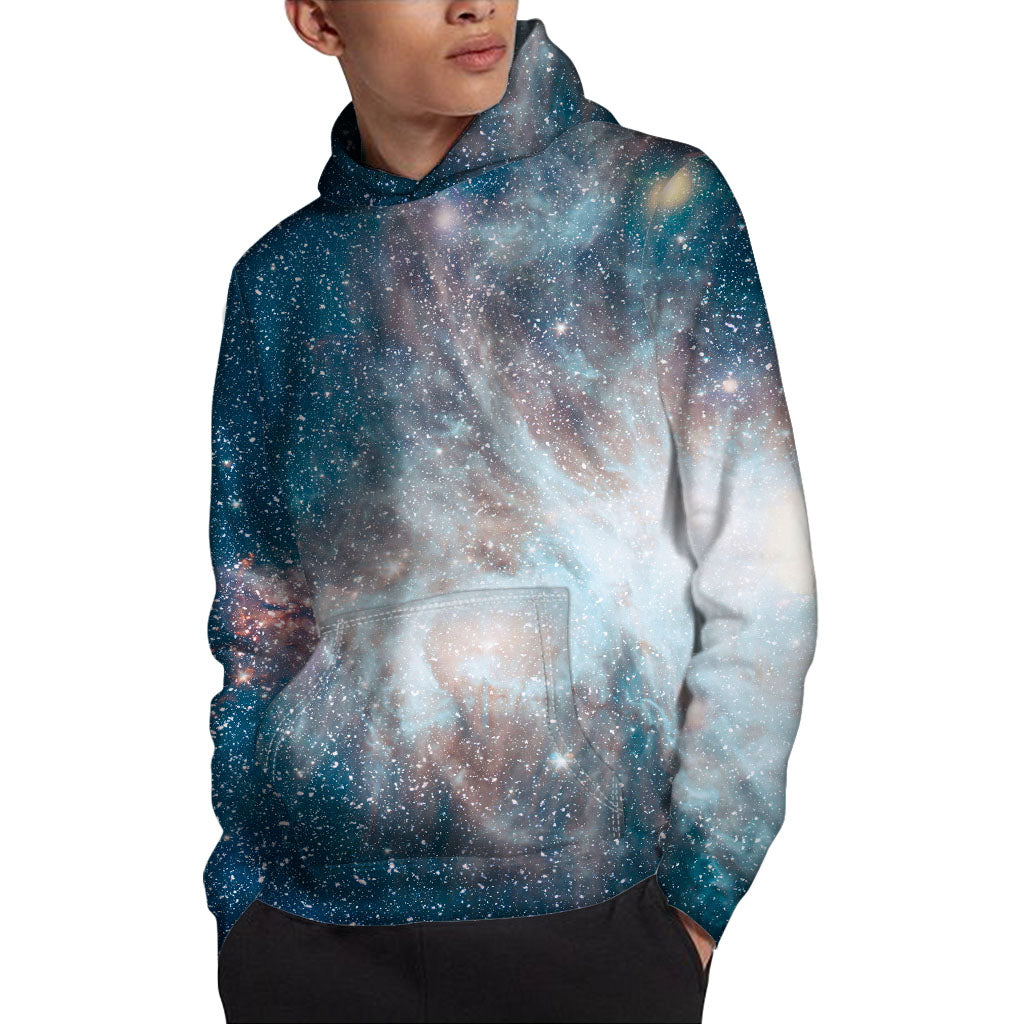 White Cloud Galaxy Space Print Pullover Hoodie