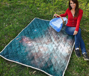 White Cloud Galaxy Space Print Quilt