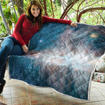 White Cloud Galaxy Space Print Quilt