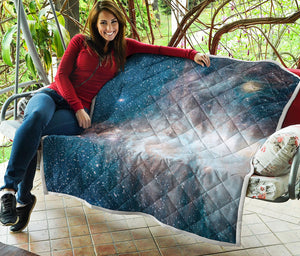 White Cloud Galaxy Space Print Quilt