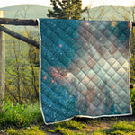 White Cloud Galaxy Space Print Quilt