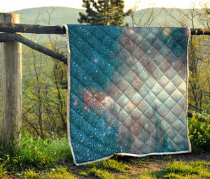 White Cloud Galaxy Space Print Quilt