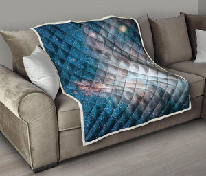 White Cloud Galaxy Space Print Quilt