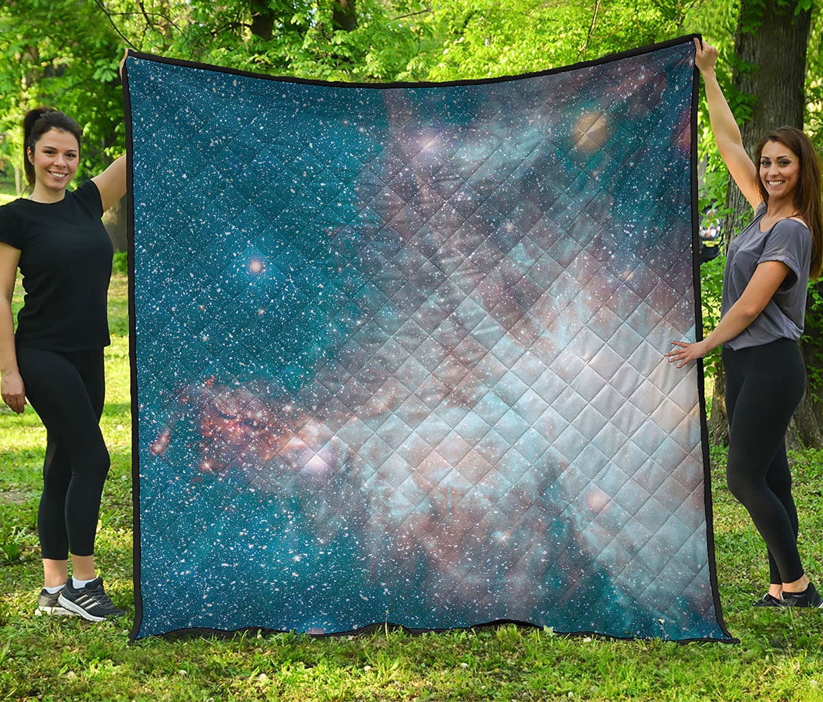 White Cloud Galaxy Space Print Quilt