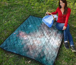 White Cloud Galaxy Space Print Quilt