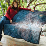 White Cloud Galaxy Space Print Quilt