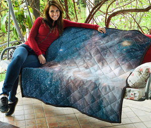 White Cloud Galaxy Space Print Quilt