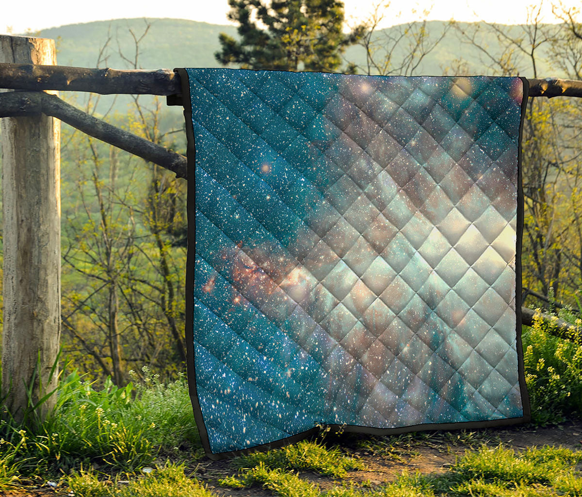 White Cloud Galaxy Space Print Quilt