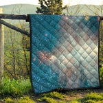 White Cloud Galaxy Space Print Quilt