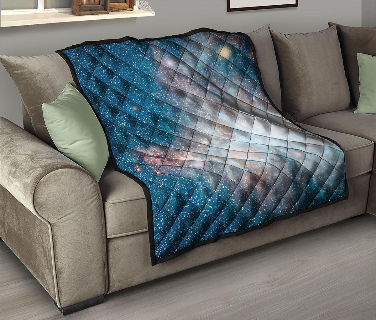 White Cloud Galaxy Space Print Quilt