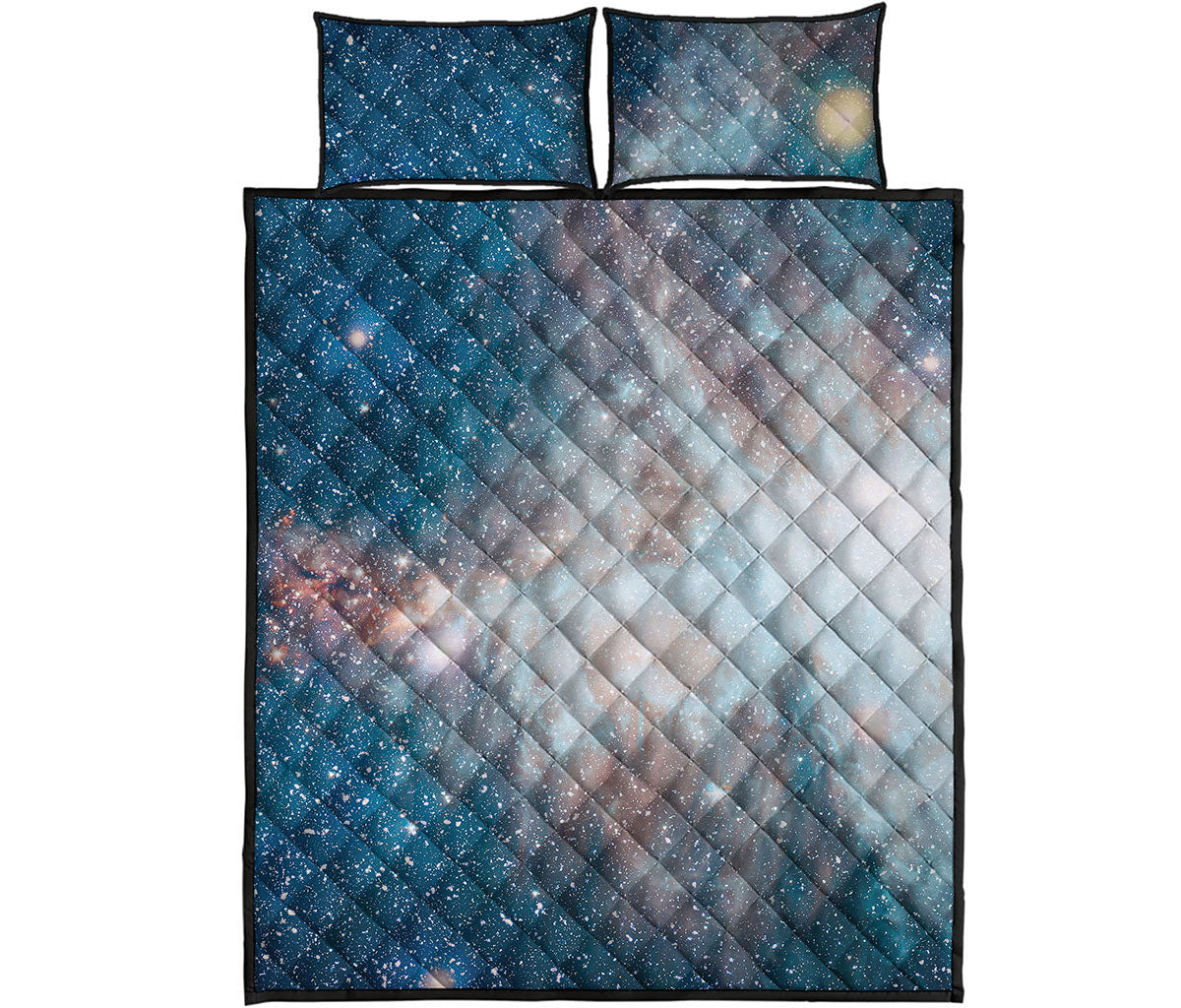 White Cloud Galaxy Space Print Quilt Bed Set