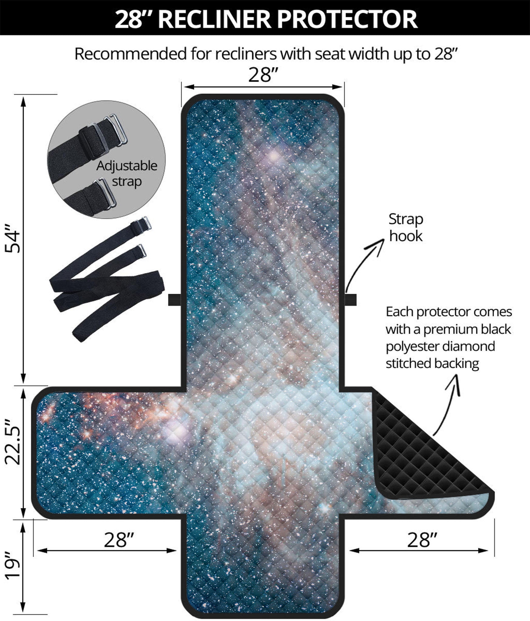 White Cloud Galaxy Space Print Recliner Protector