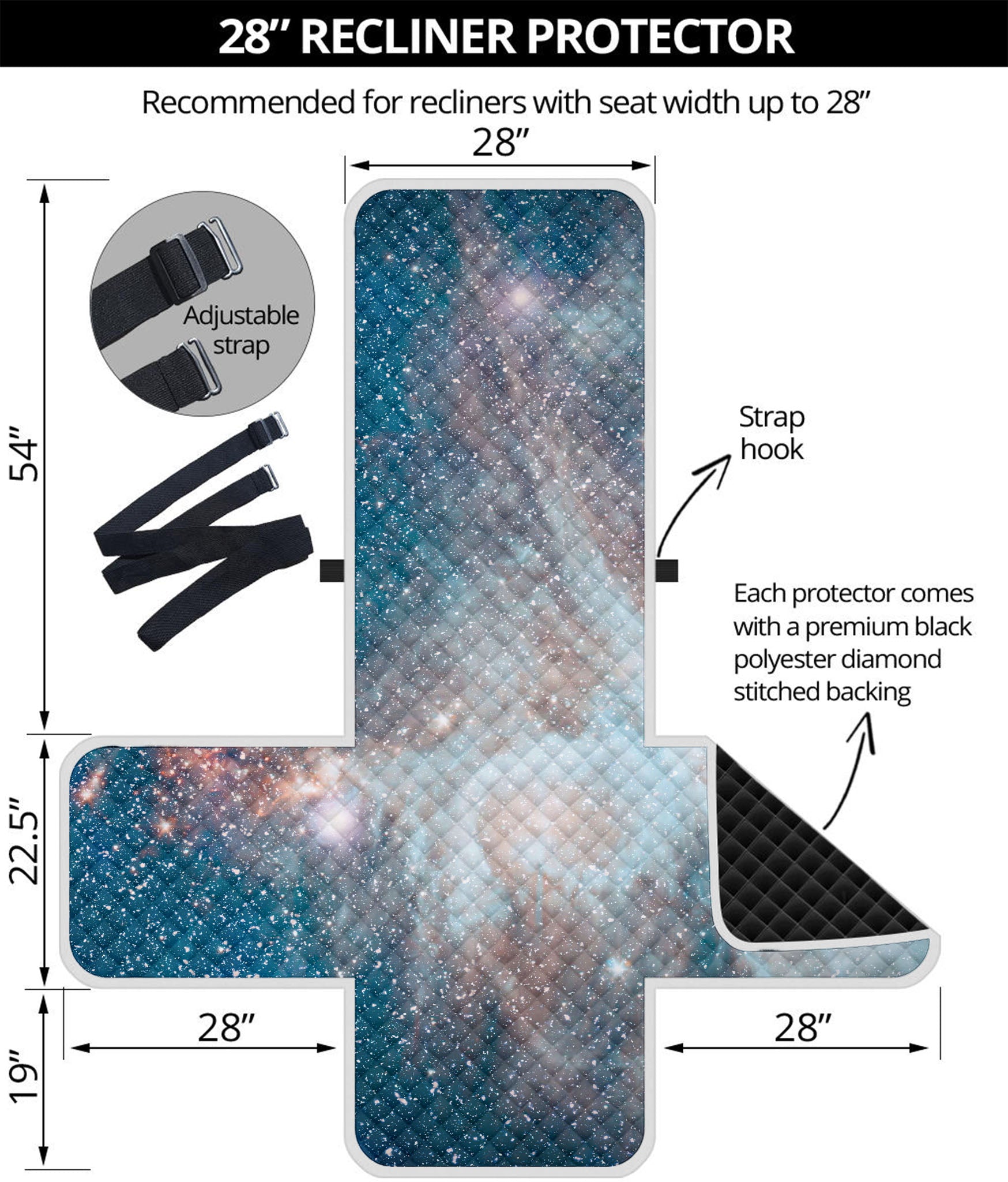 White Cloud Galaxy Space Print Recliner Protector