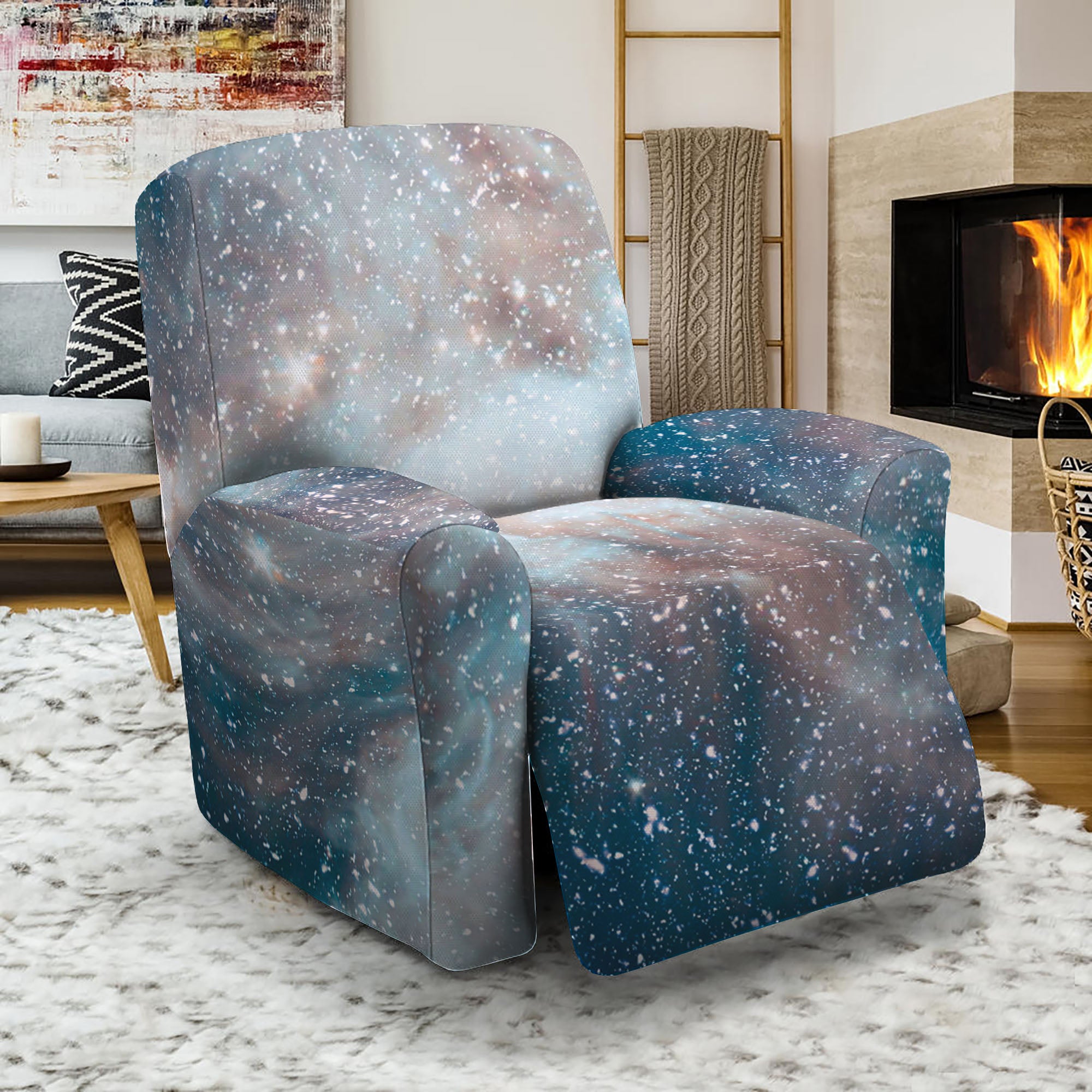 White Cloud Galaxy Space Print Recliner Slipcover