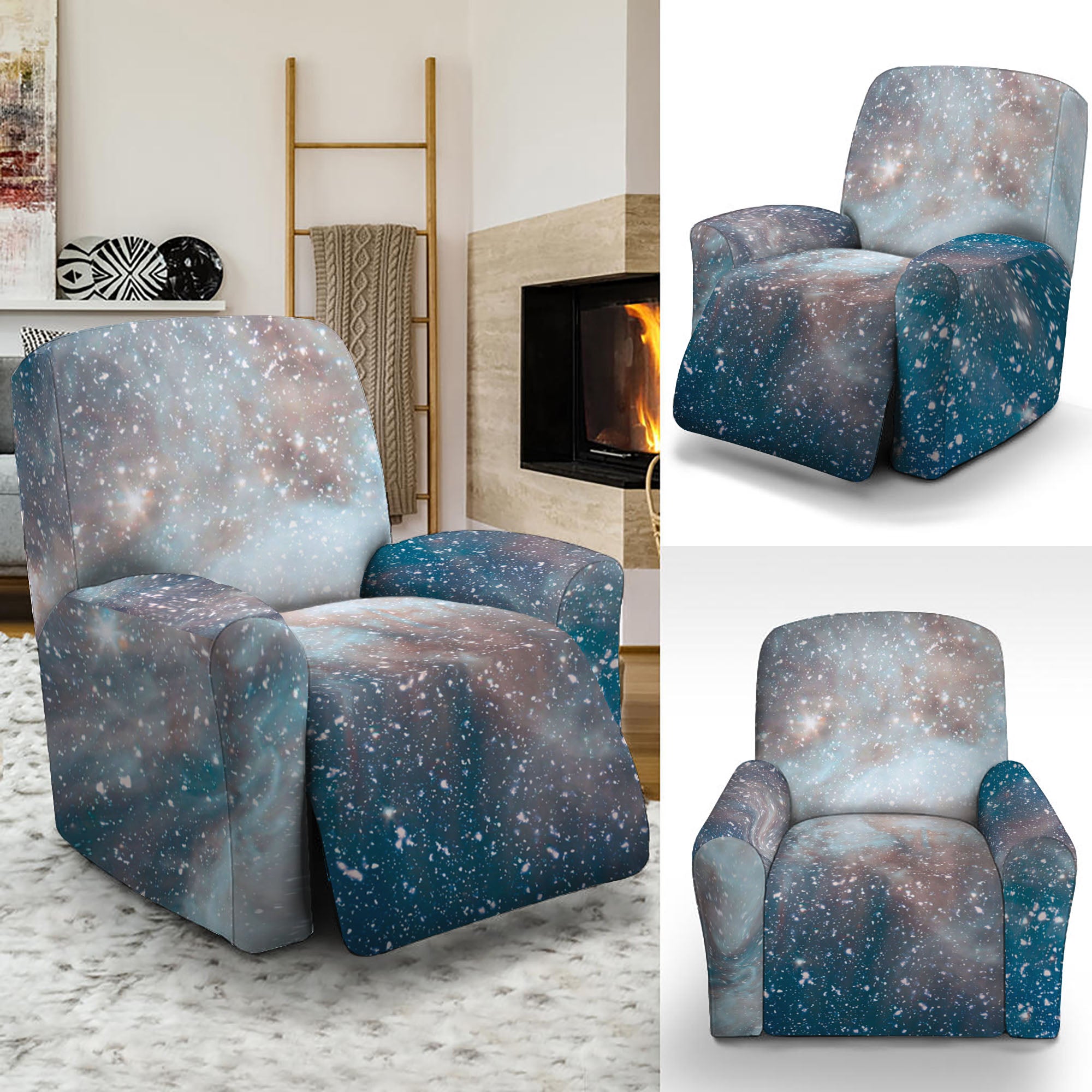 White Cloud Galaxy Space Print Recliner Slipcover