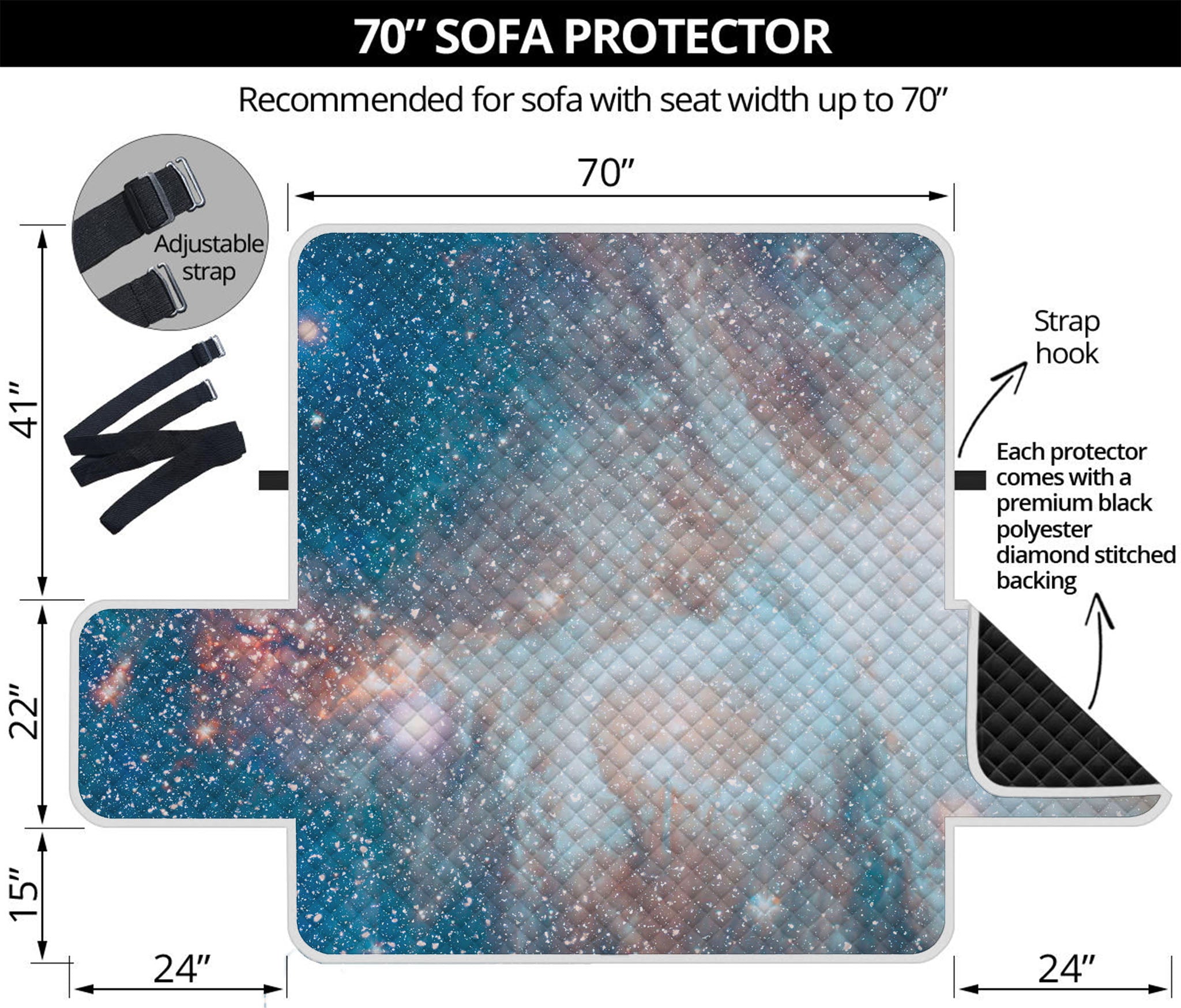 White Cloud Galaxy Space Print Sofa Protector