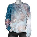 White Cloud Galaxy Space Print Women's Crewneck Sweatshirt GearFrost