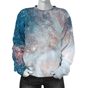 White Cloud Galaxy Space Print Women's Crewneck Sweatshirt GearFrost