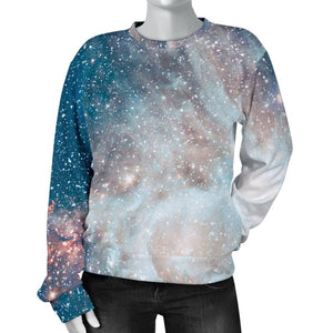 White Cloud Galaxy Space Print Women's Crewneck Sweatshirt GearFrost