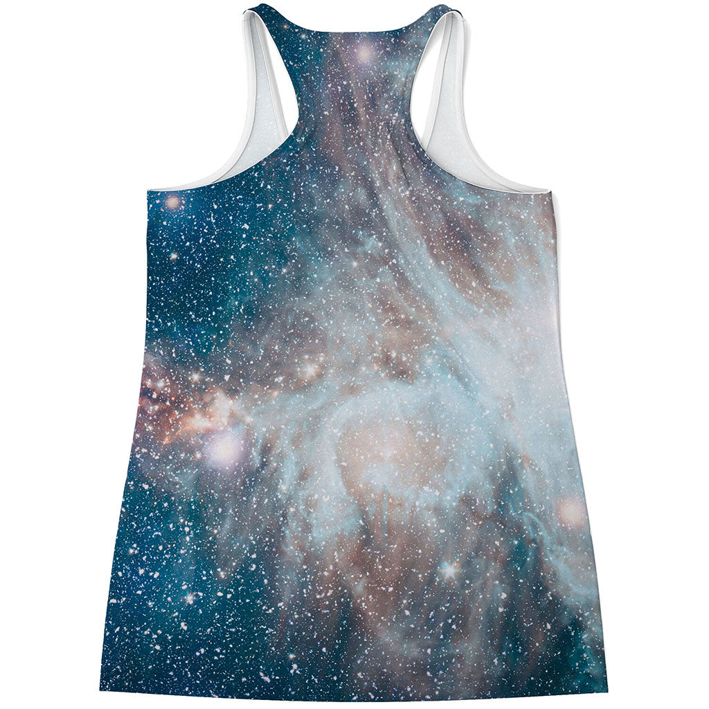 White Cloud Galaxy Space Print Women's Racerback Tank Top