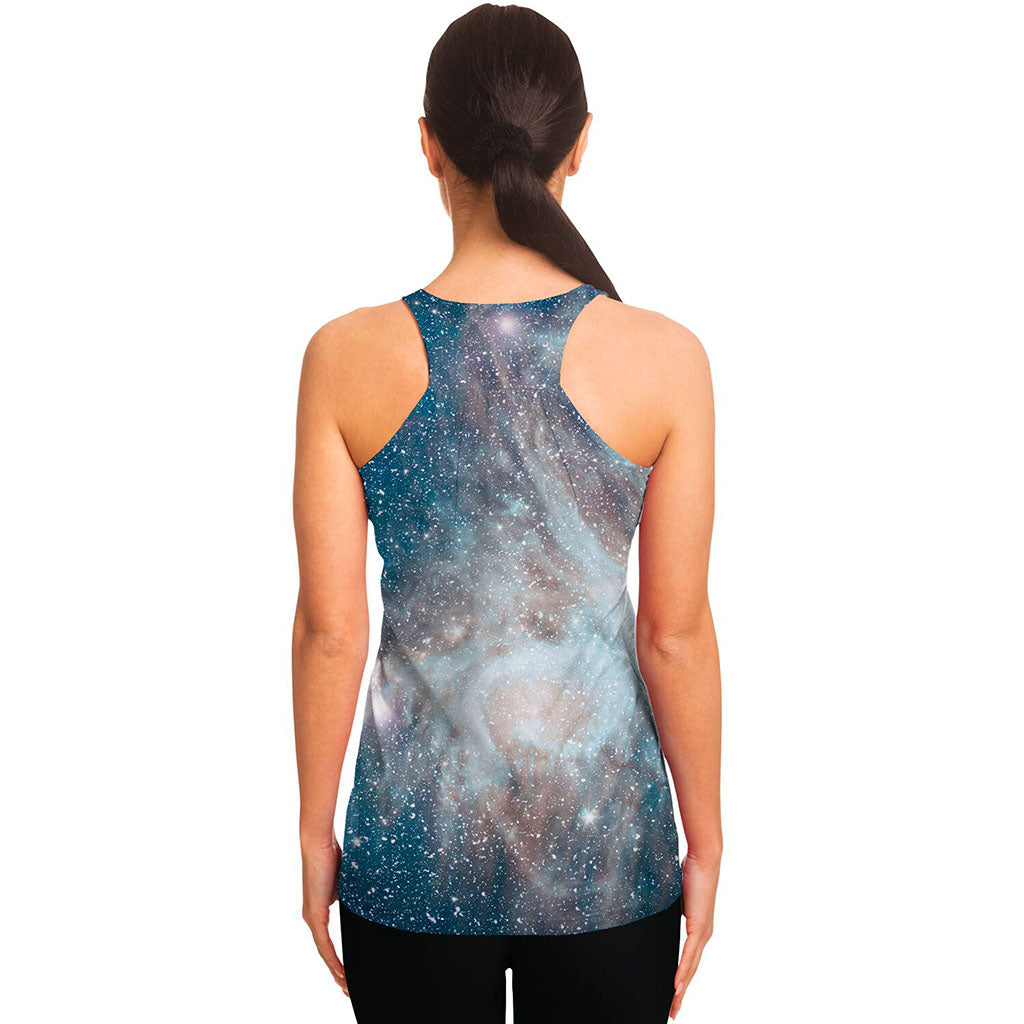 White Cloud Galaxy Space Print Women's Racerback Tank Top