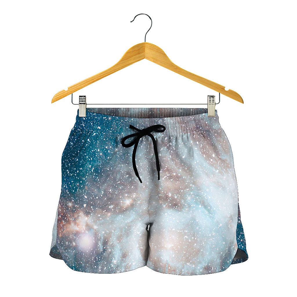 White Cloud Galaxy Space Print Women's Shorts