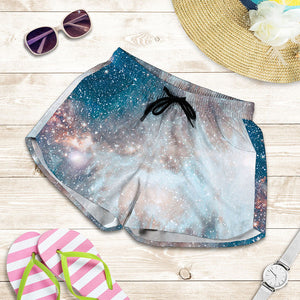 White Cloud Galaxy Space Print Women's Shorts