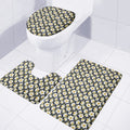 White Daffodil Flower Pattern Print 3 Piece Bath Mat Set