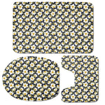 White Daffodil Flower Pattern Print 3 Piece Bath Mat Set