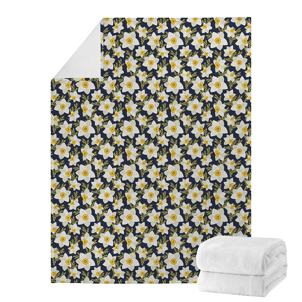 White Daffodil Flower Pattern Print Blanket