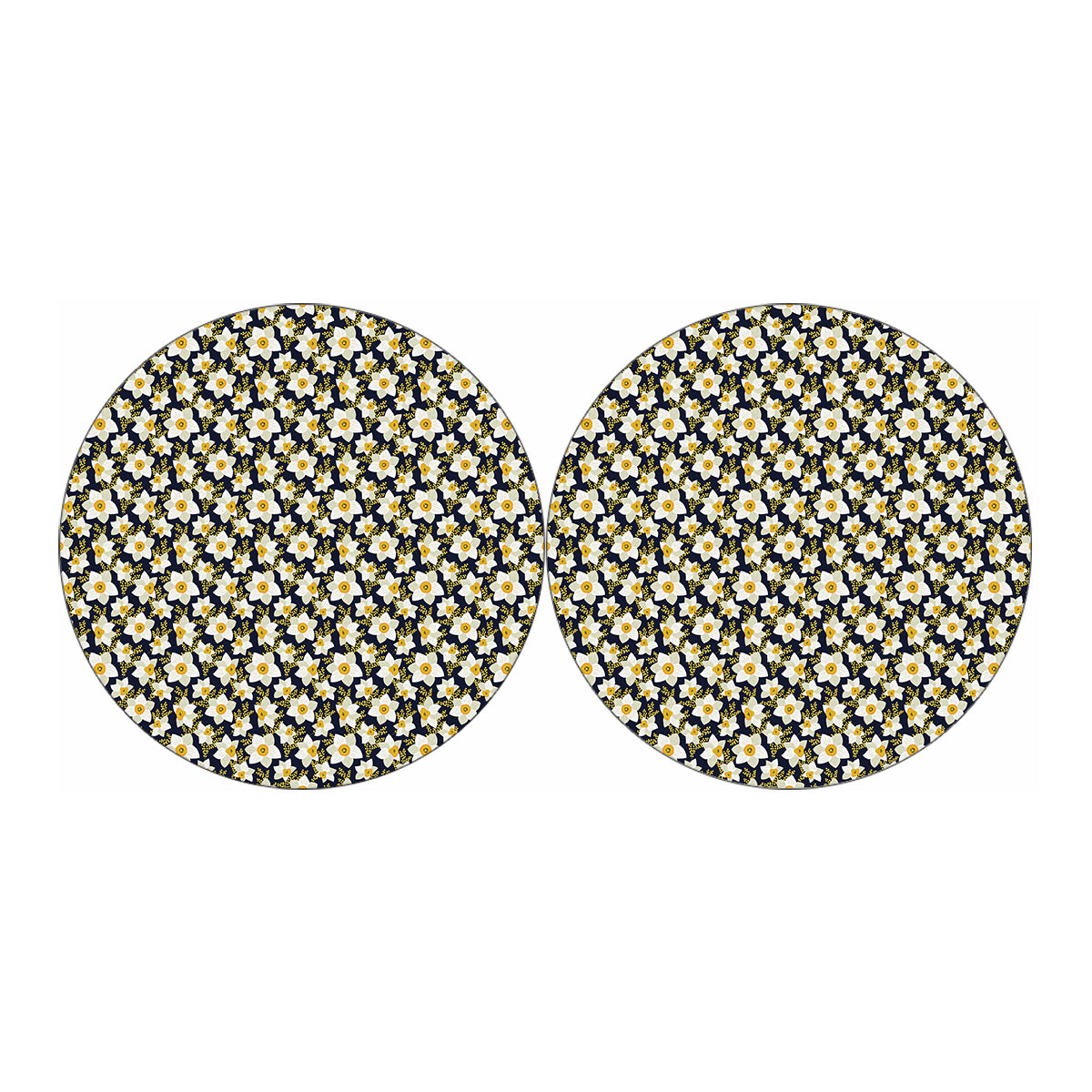 White Daffodil Flower Pattern Print Car Coasters