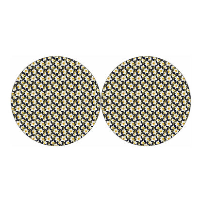 White Daffodil Flower Pattern Print Car Coasters