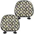 White Daffodil Flower Pattern Print Car Headrest Covers