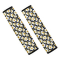White Daffodil Flower Pattern Print Car Seat Belt Covers