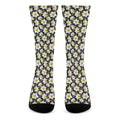White Daffodil Flower Pattern Print Crew Socks