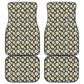 White Daffodil Flower Pattern Print Front and Back Car Floor Mats