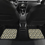 White Daffodil Flower Pattern Print Front and Back Car Floor Mats