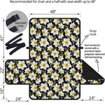 White Daffodil Flower Pattern Print Half Sofa Protector