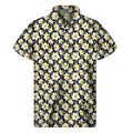 White Daffodil Flower Pattern Print Men's Short Sleeve Shirt