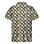 White Daffodil Flower Pattern Print Men's Short Sleeve Shirt