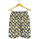 White Daffodil Flower Pattern Print Men's Shorts