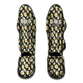 White Daffodil Flower Pattern Print Muay Thai Shin Guards
